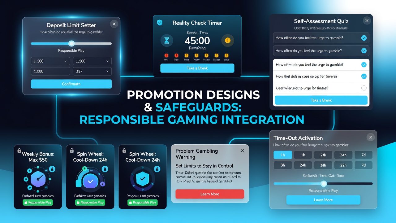 Screenshot of a gaming app interface displaying a responsible gaming prompt during bonus activation with options to set limits or access support